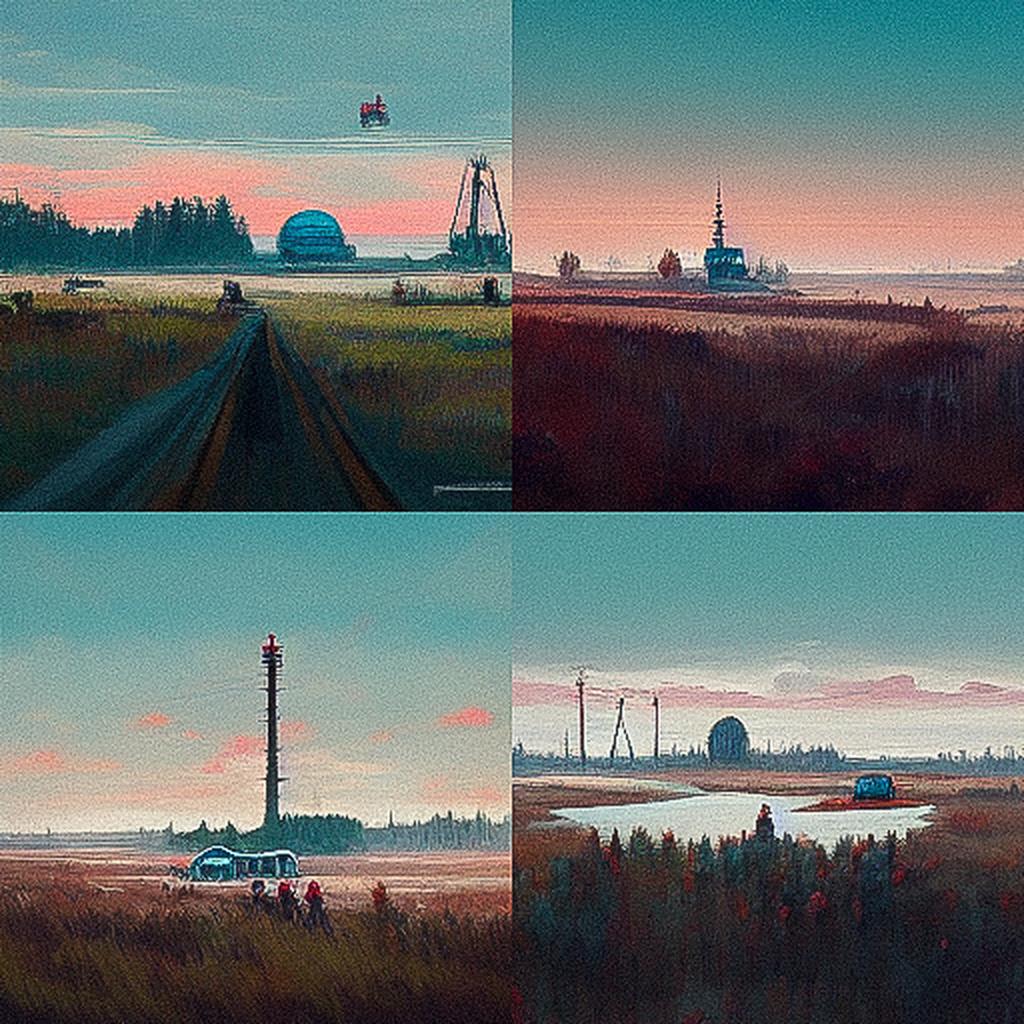Simon Stalenhag style, Midjourney V3, render 1 of 4