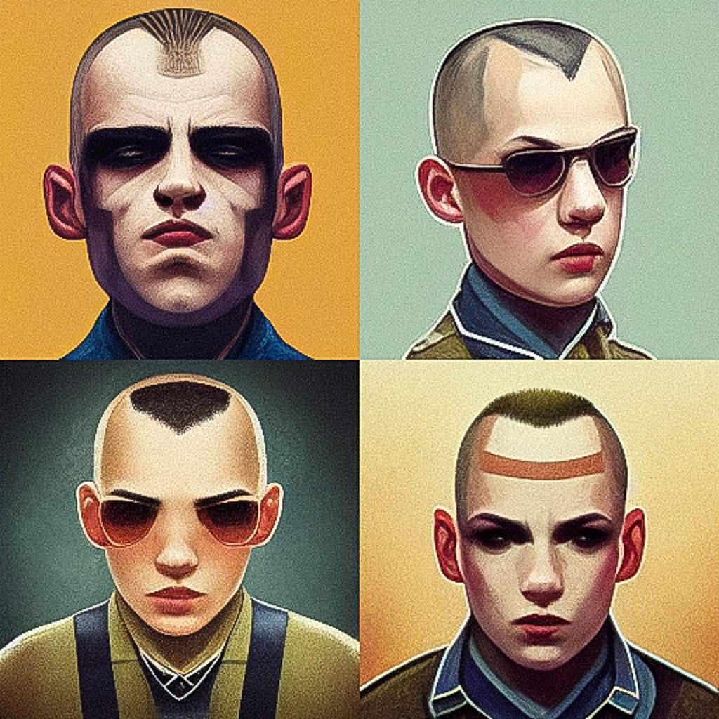 Skinhead fashion style, Midjourney V3, render 1 of 4