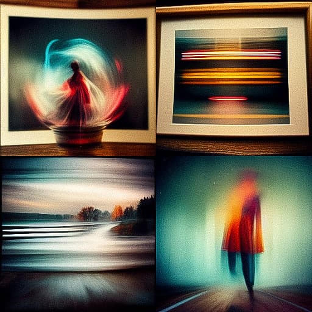 Slow shutter speed style, Midjourney V3, render 1 of 4