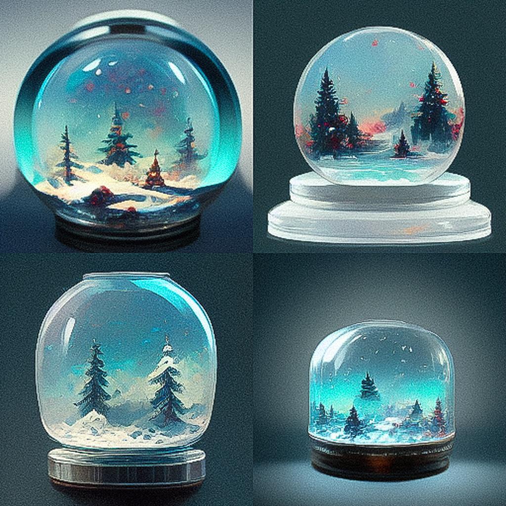 Snowglobe style, Midjourney V3, render 1 of 4