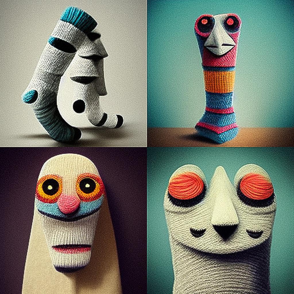 Sock puppet style style, Midjourney V3, render 1 of 4