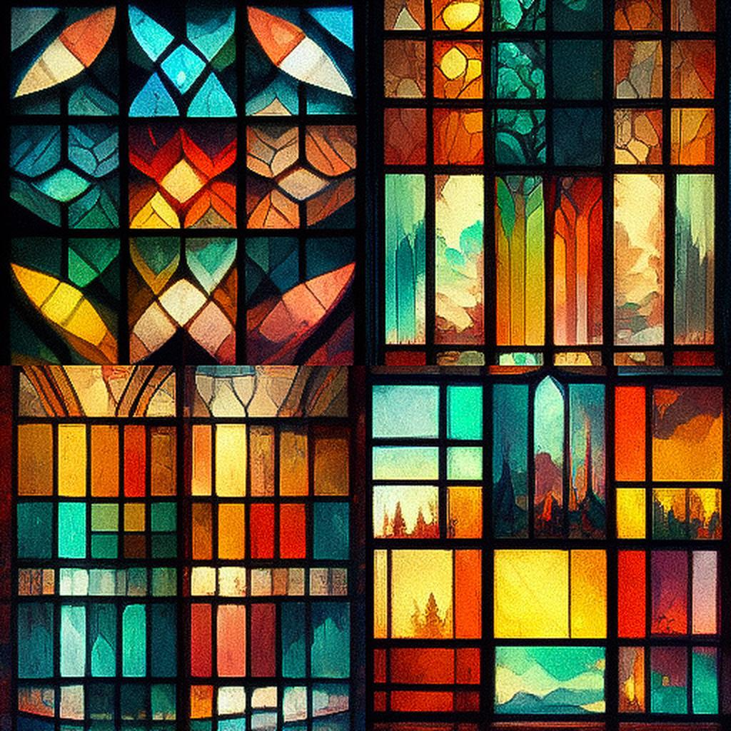 Stained glass style, Midjourney V3, render 1 of 4