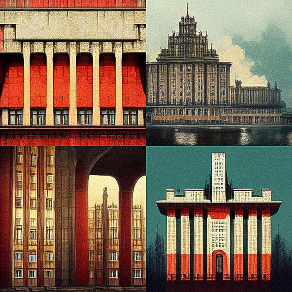 Stalinist architecture style, Midjourney V3, render 1 of 4