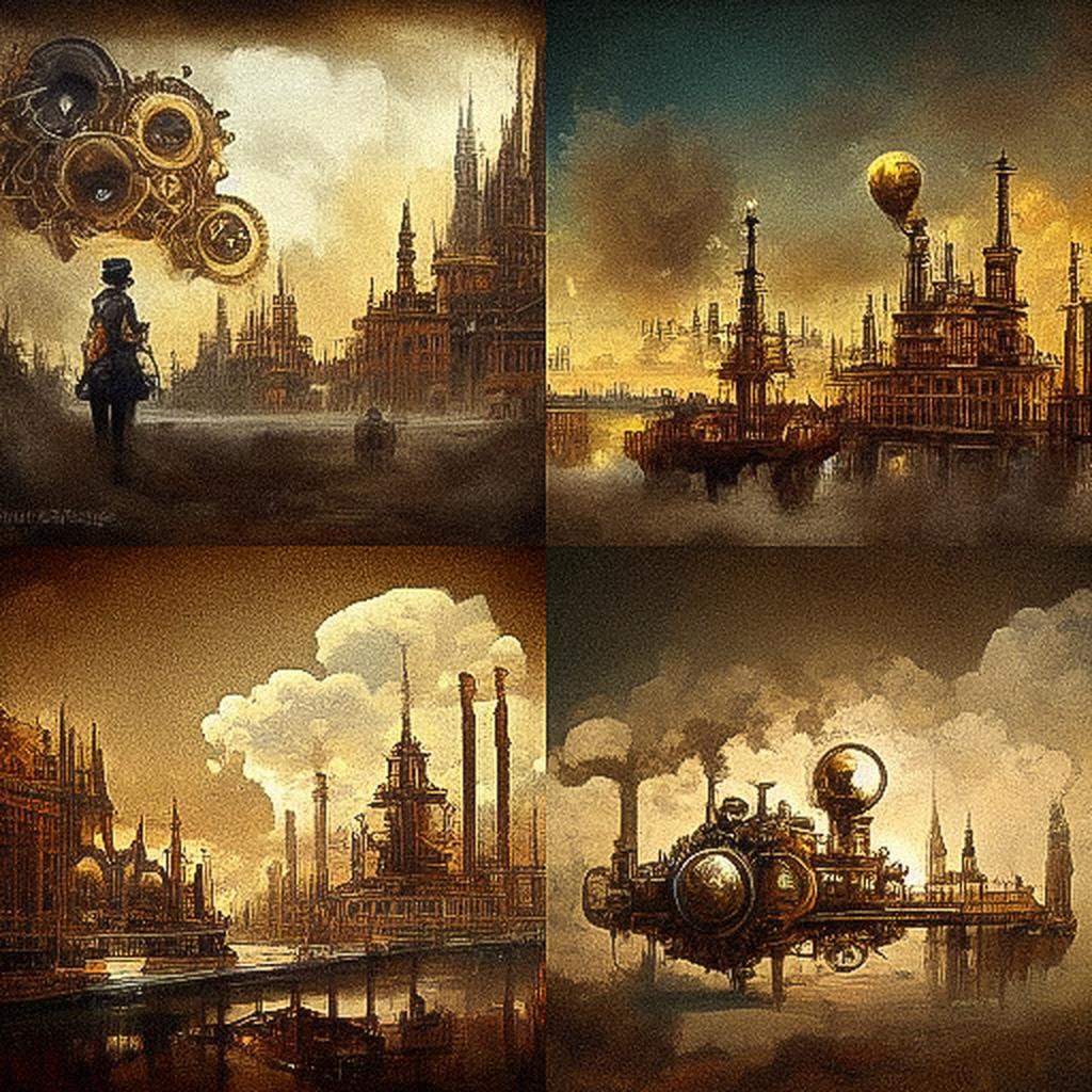 Steampunk style, Midjourney V3, render 1 of 4