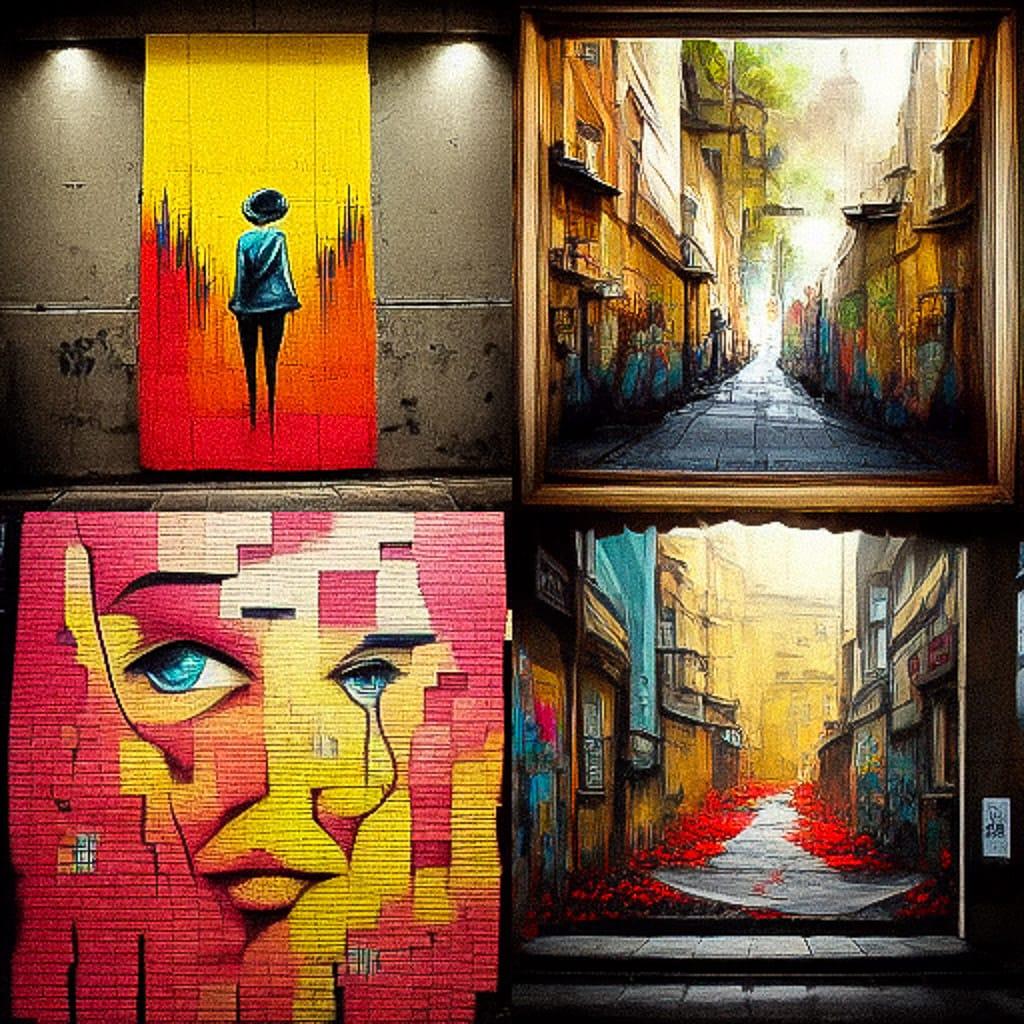 Street Art style, Midjourney V3, render 1 of 4