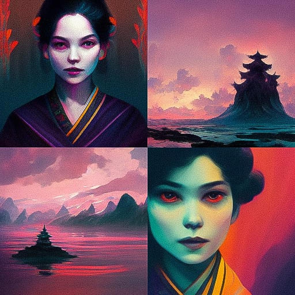 Suminagashi style, Midjourney V3, render 1 of 4