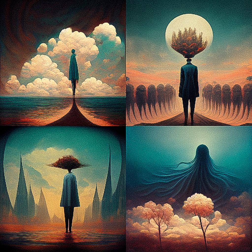 Surrealism style, Midjourney V3, render 1 of 4