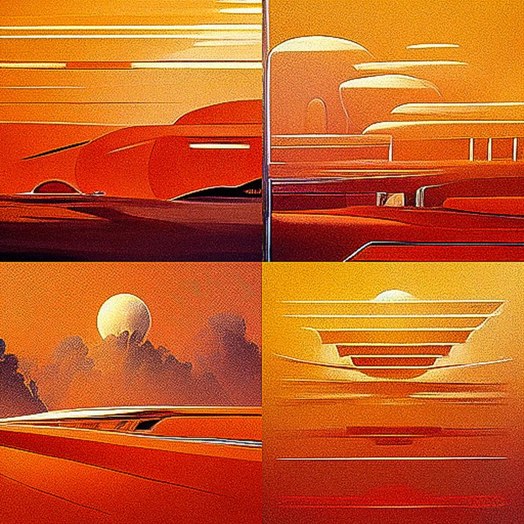 Syd Mead style, Midjourney V3, render 1 of 4