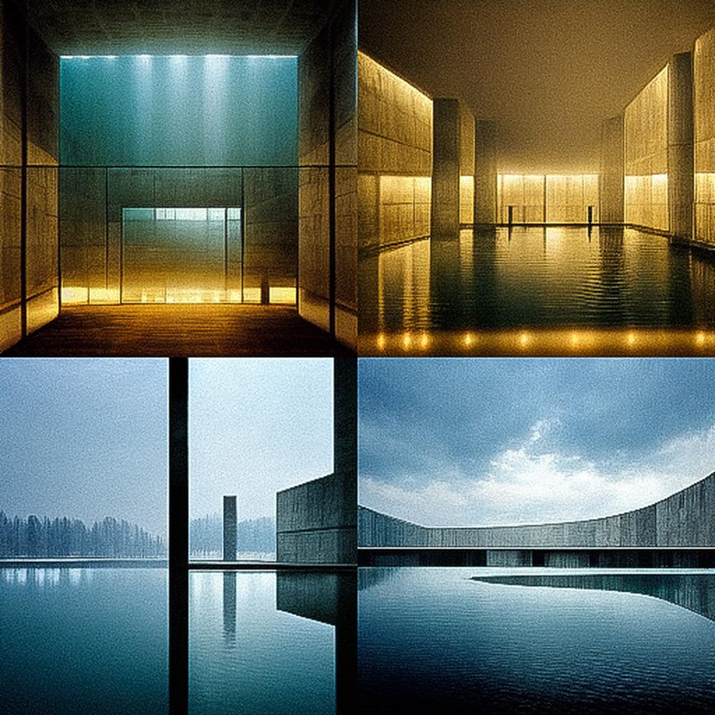 Tadao Ando style, Midjourney V3, render 1 of 4