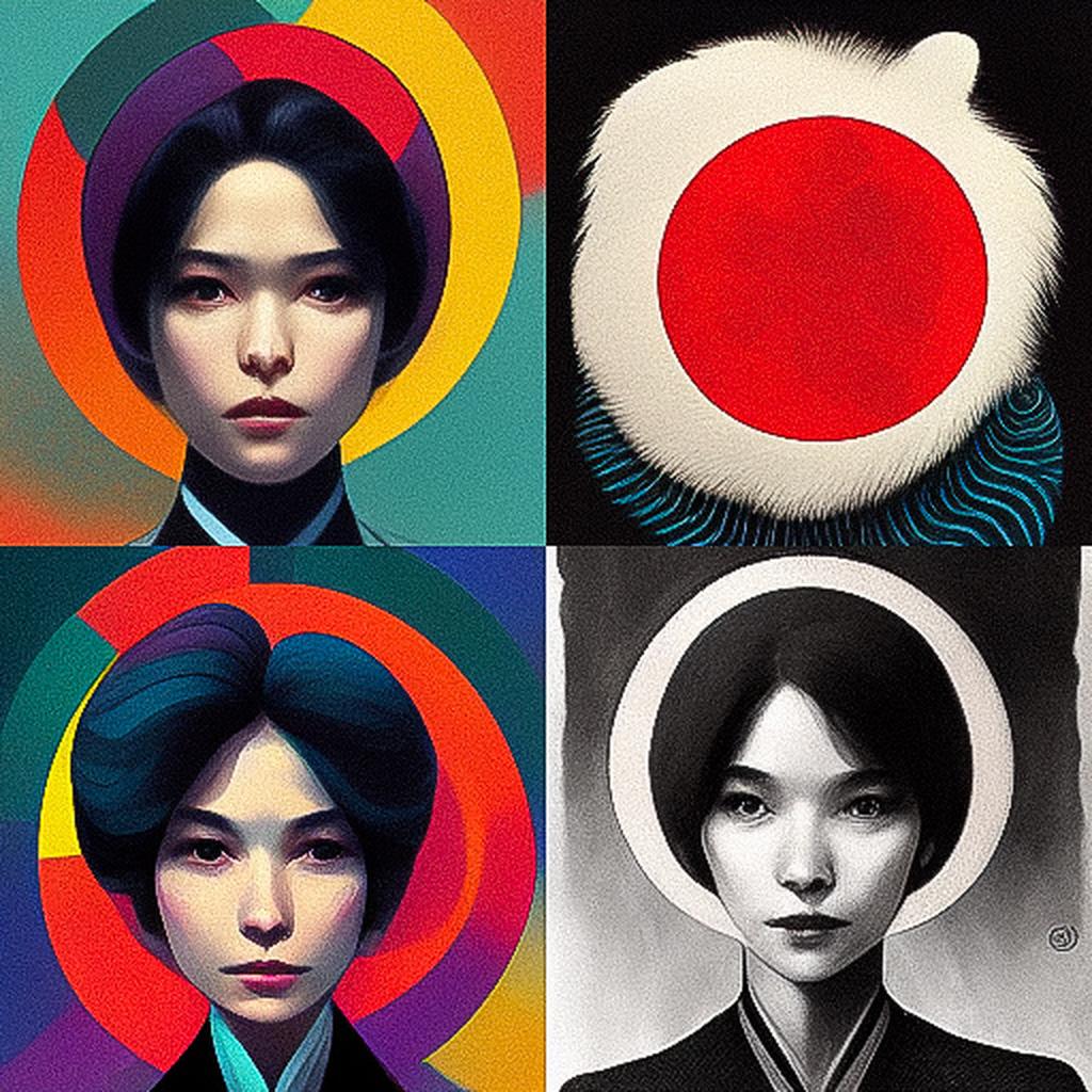 Taro Okamoto style, Midjourney V3, render 1 of 4