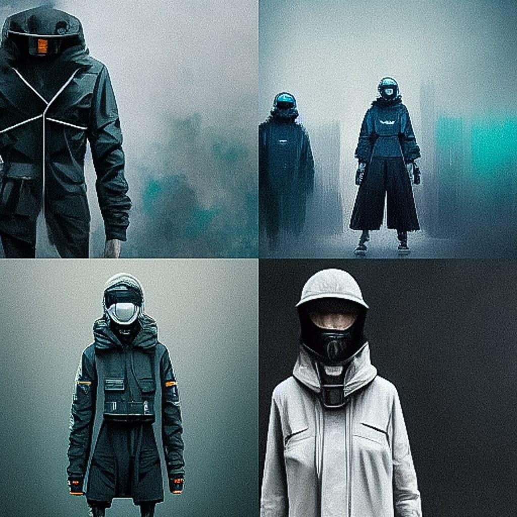Techwear fashion style, Midjourney V3, render 1 of 4