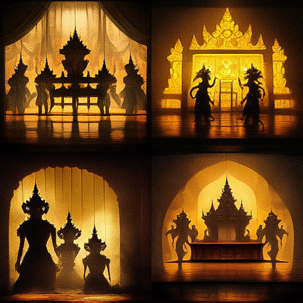 Thai puppet theater style, Midjourney V3, render 1 of 4