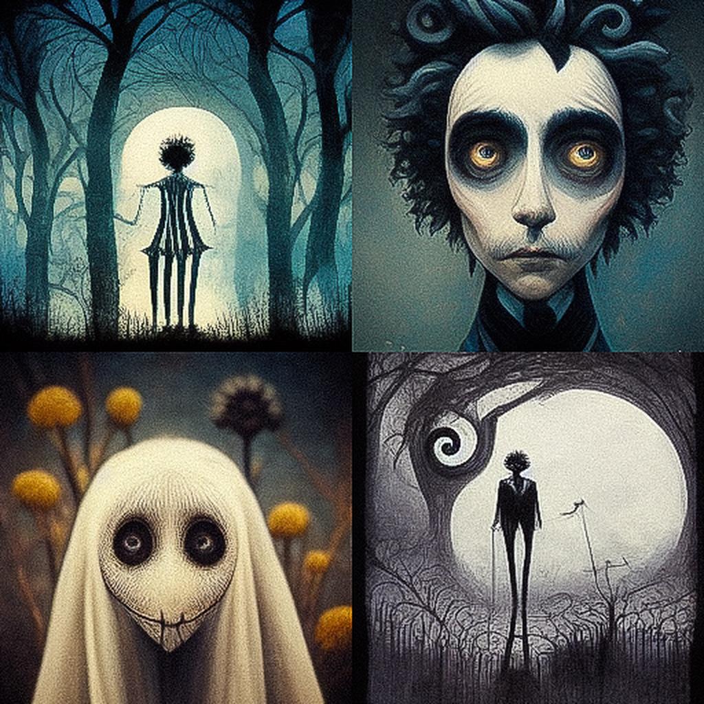 Tim Burton style, Midjourney V3, render 1 of 4