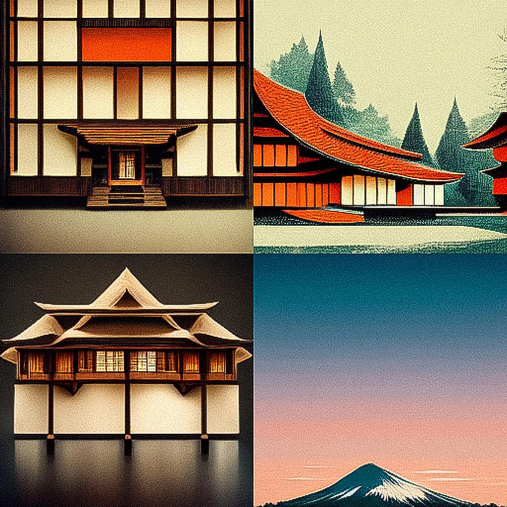 Traditional Japanese architecture style, Midjourney V3, render 1 of 4