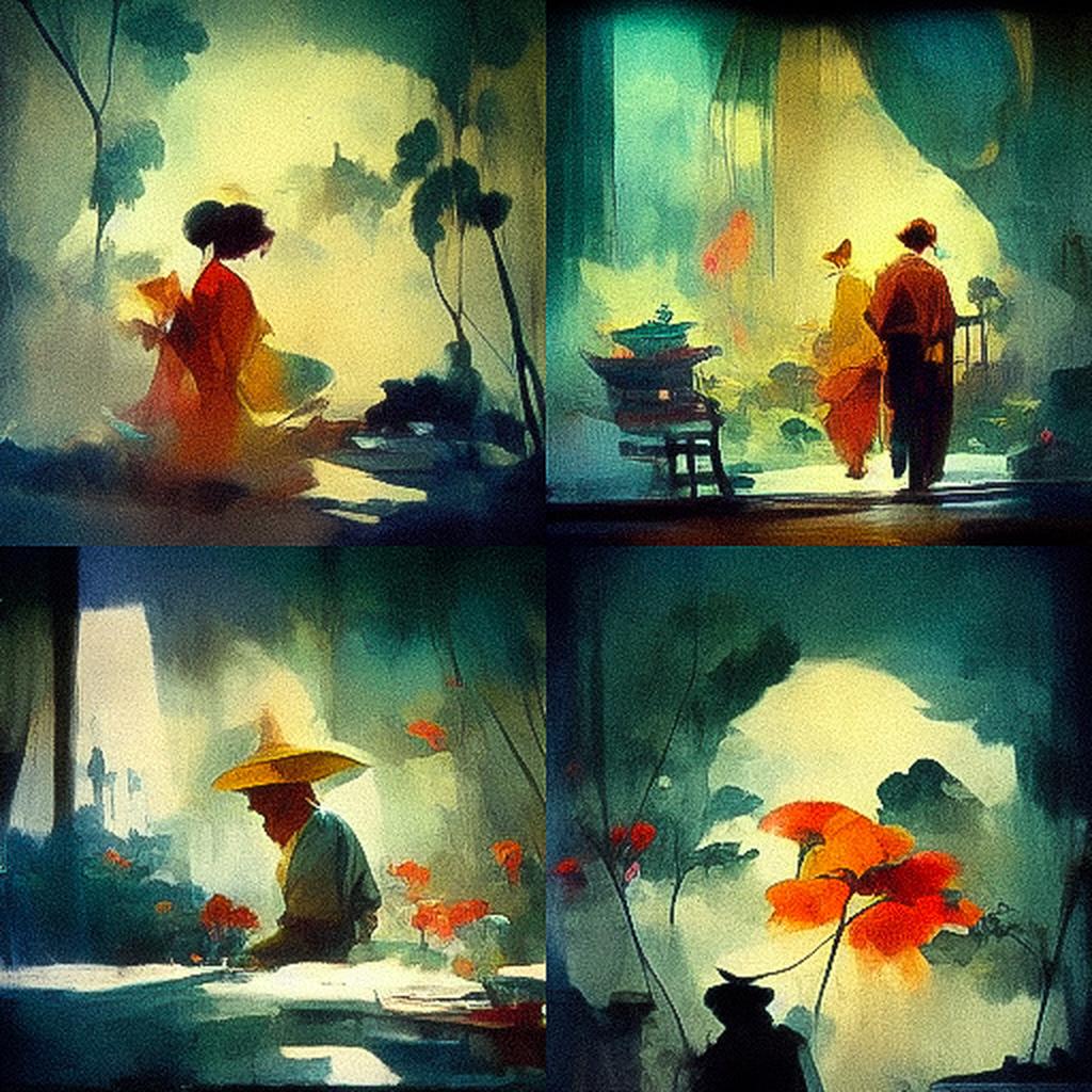 Tyrus Wong style, Midjourney V3, render 1 of 4
