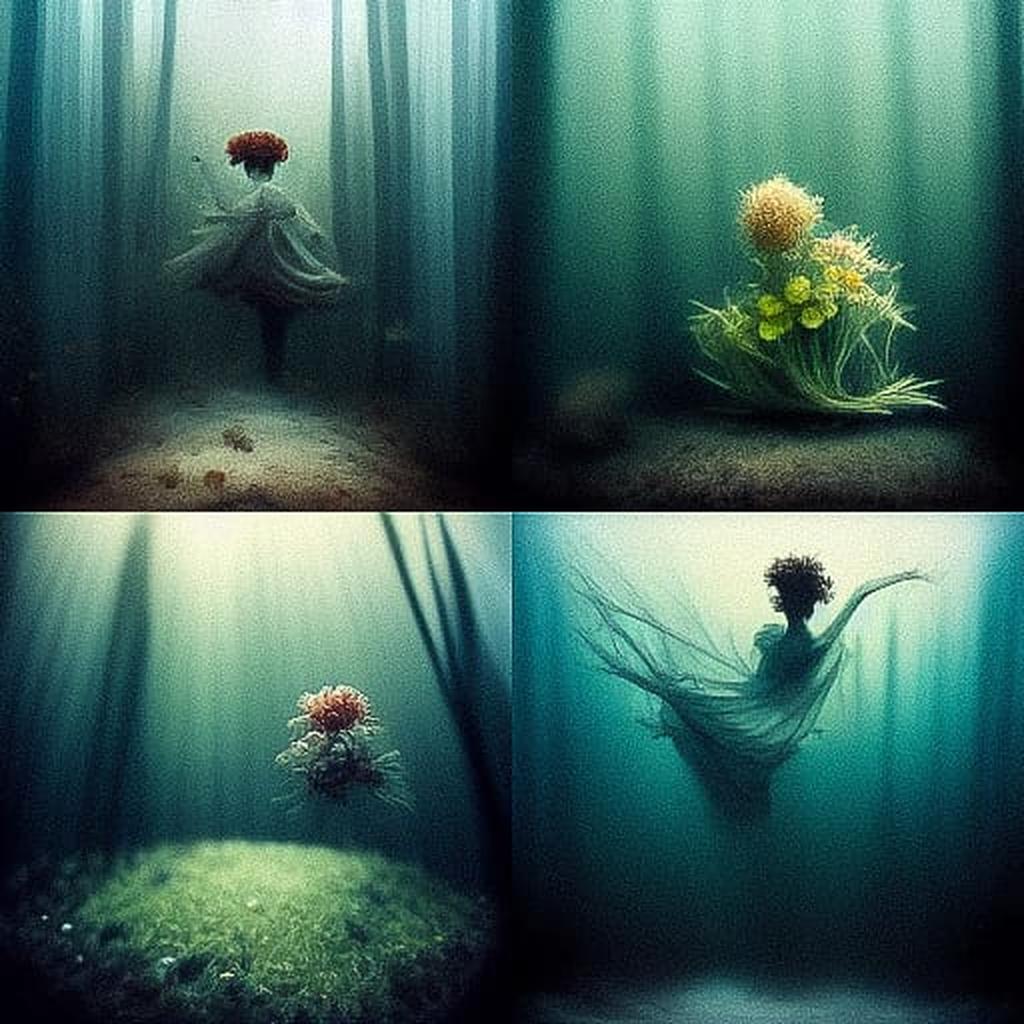 Underwater photography style, Midjourney V3, render 1 of 4