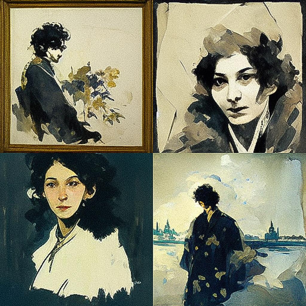 Valentin Serov style, Midjourney V3, render 1 of 4