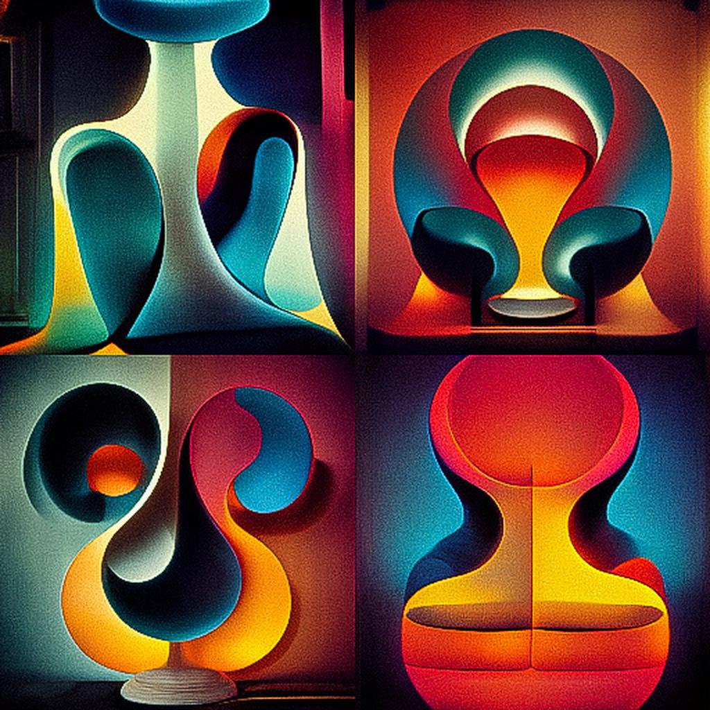 Verner Panton style, Midjourney V3, render 1 of 4