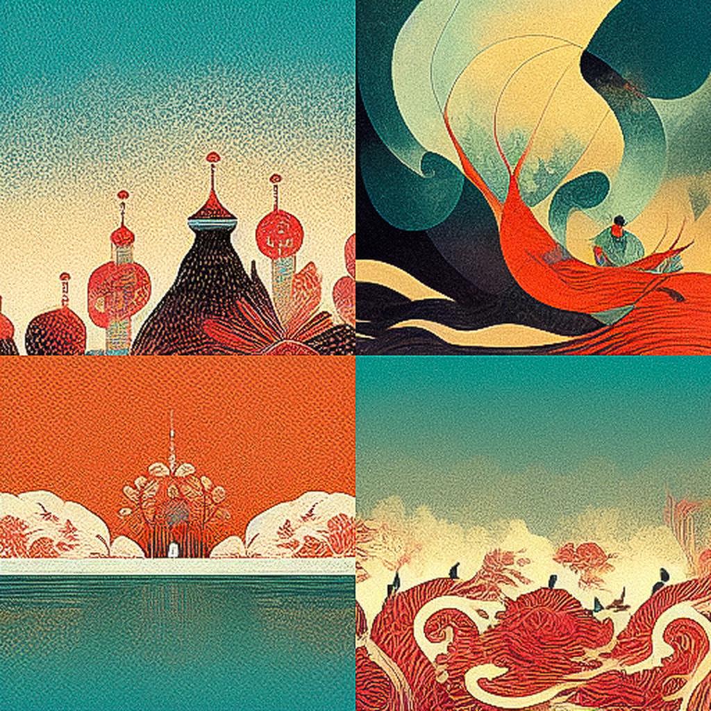 Victo Ngai style, Midjourney V3, render 1 of 4