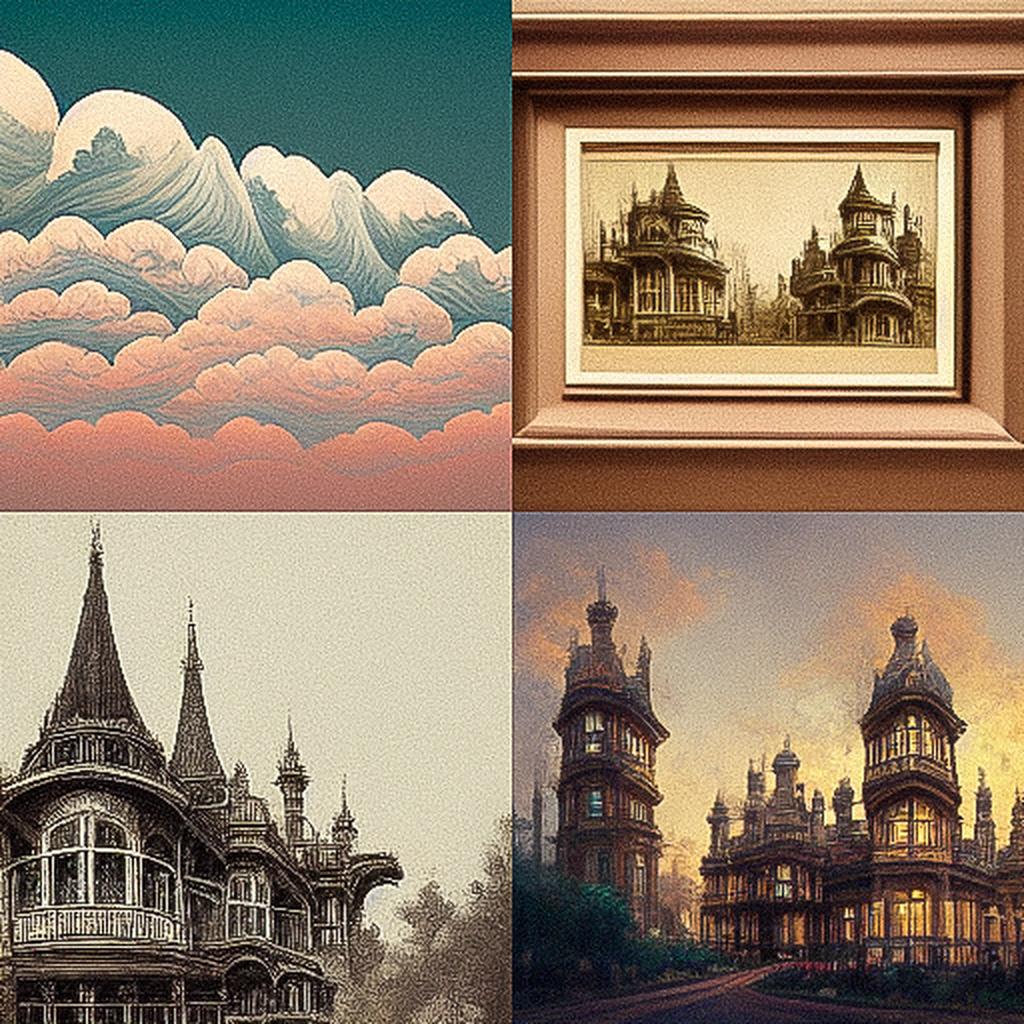 Victorian architecture style, Midjourney V3, render 1 of 4