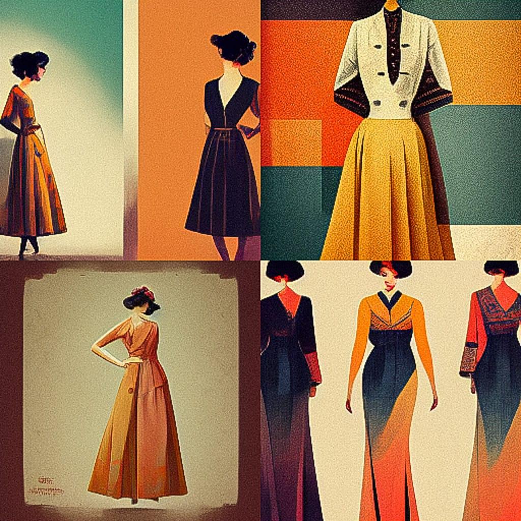Vintage fashion style, Midjourney V3, render 1 of 4
