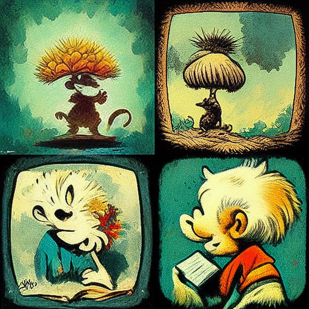 Walt Kelly style, Midjourney V3, render 1 of 4