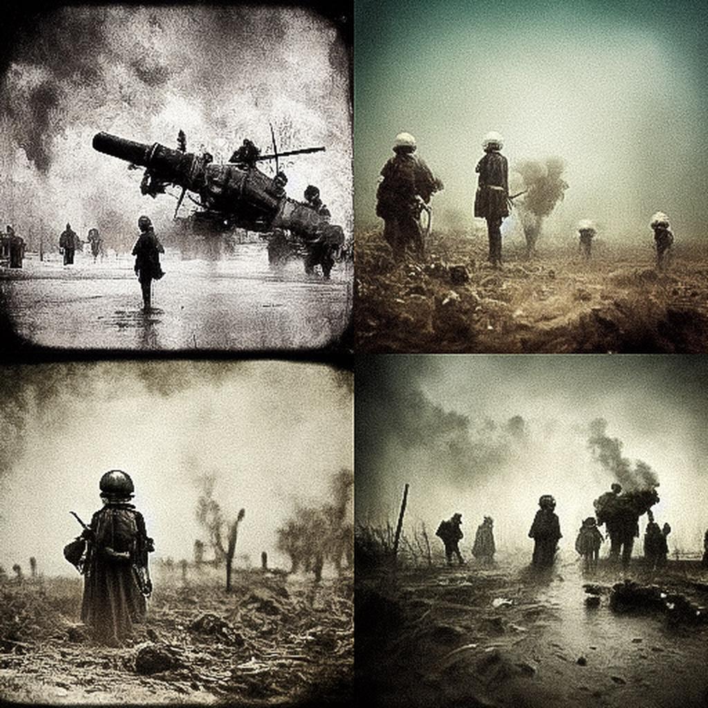 War photography style, Midjourney V3, render 1 of 4