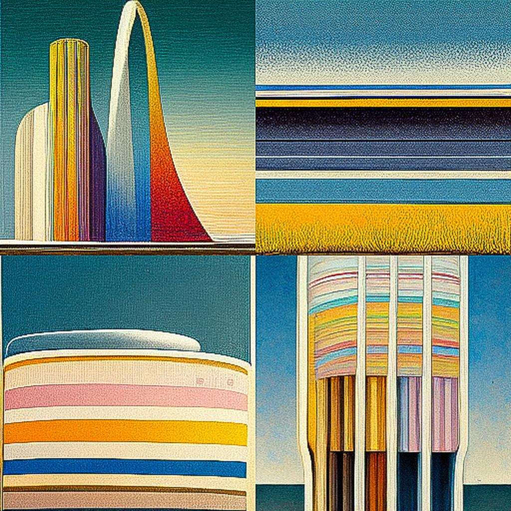 Wayne Thiebaud style, Midjourney V3, render 1 of 4