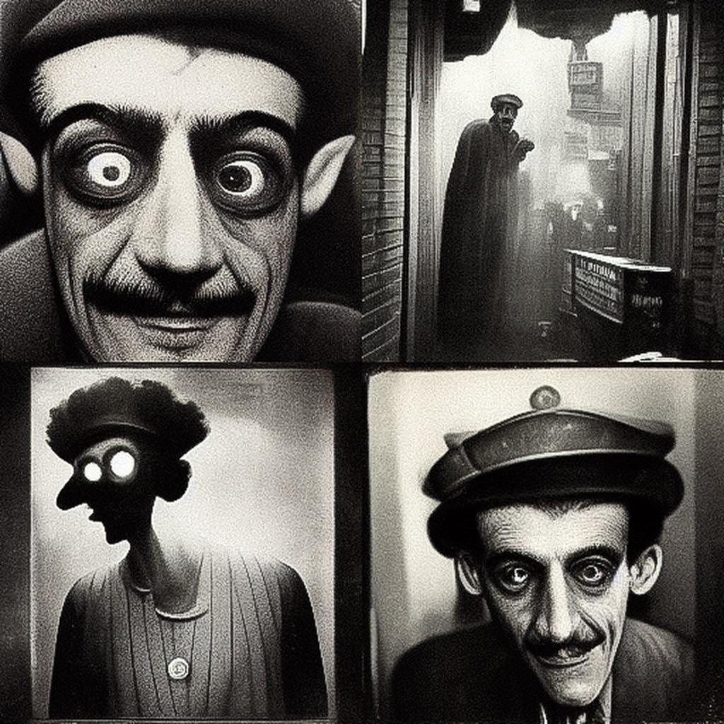 Weegee style, Midjourney V3, render 1 of 4