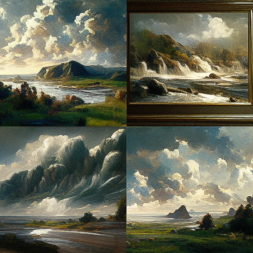 William Trost Richards style, Midjourney V3, render 1 of 4