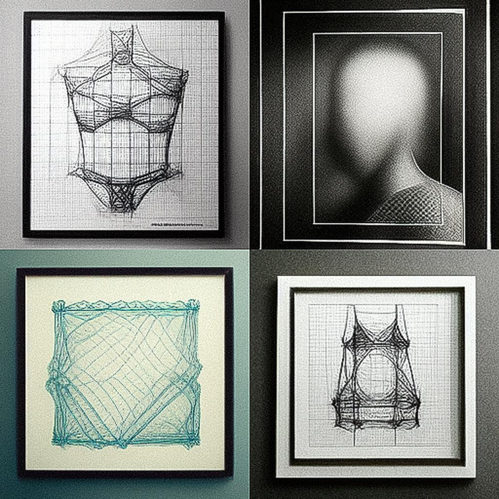 Wireframe drawing style, Midjourney V3, render 1 of 4