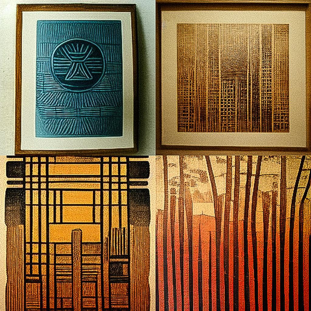 Woodblock print style, Midjourney V3, render 1 of 4