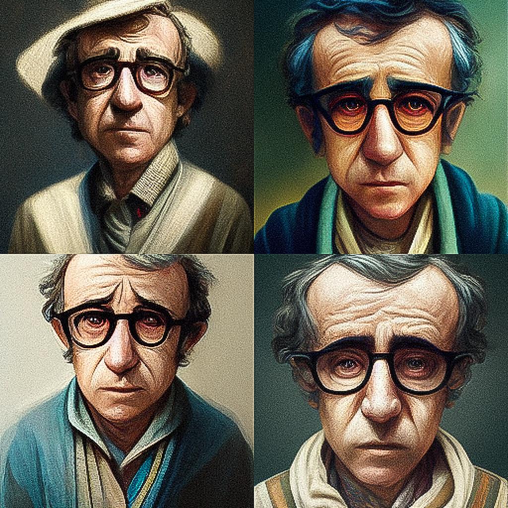 Woody Allen style, Midjourney V3, render 1 of 4