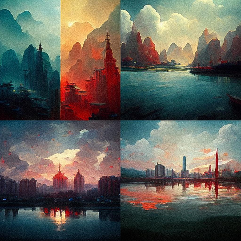 Yang Yongliang style, Midjourney V3, render 1 of 4