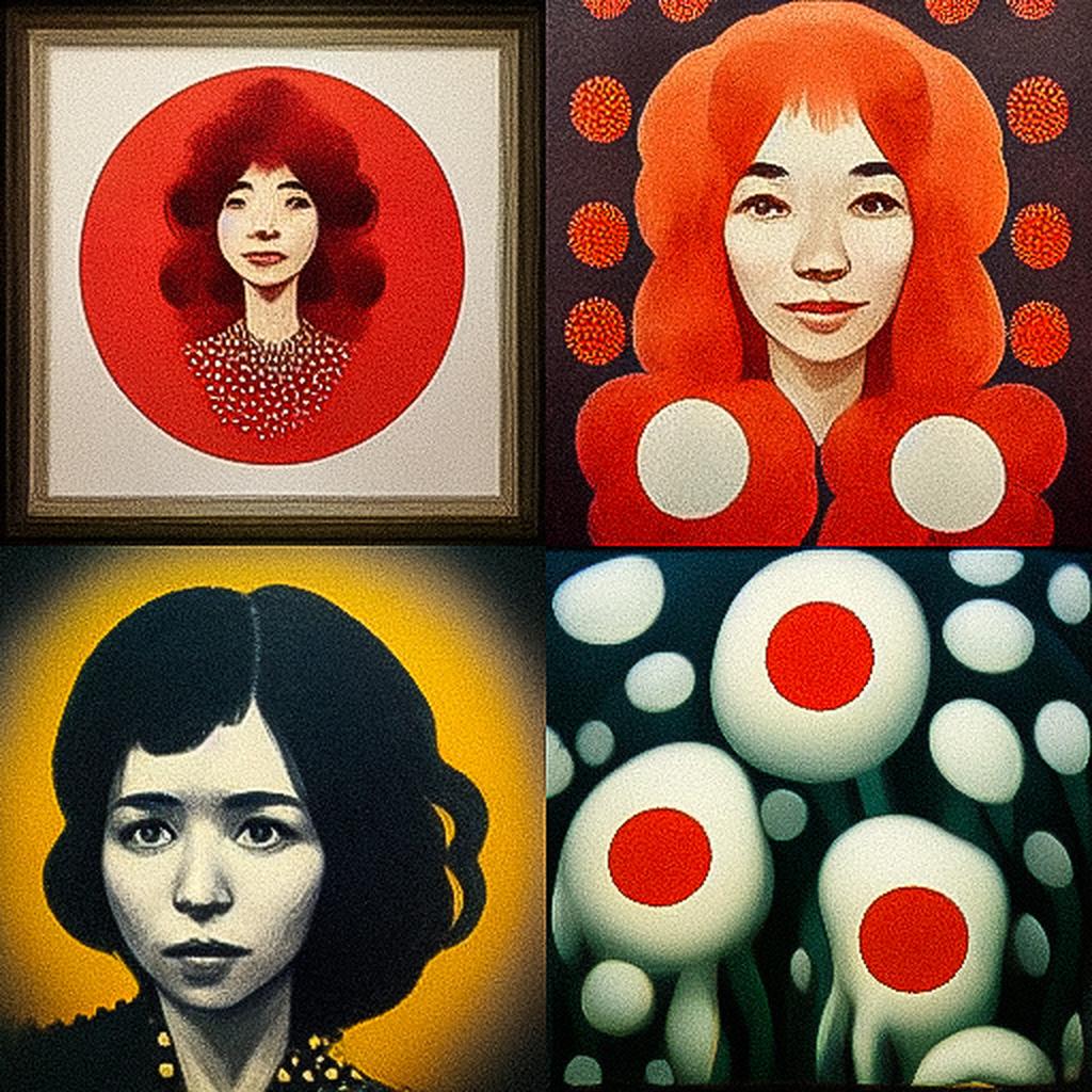 Yayoi Kusama style, Midjourney V3, render 1 of 4