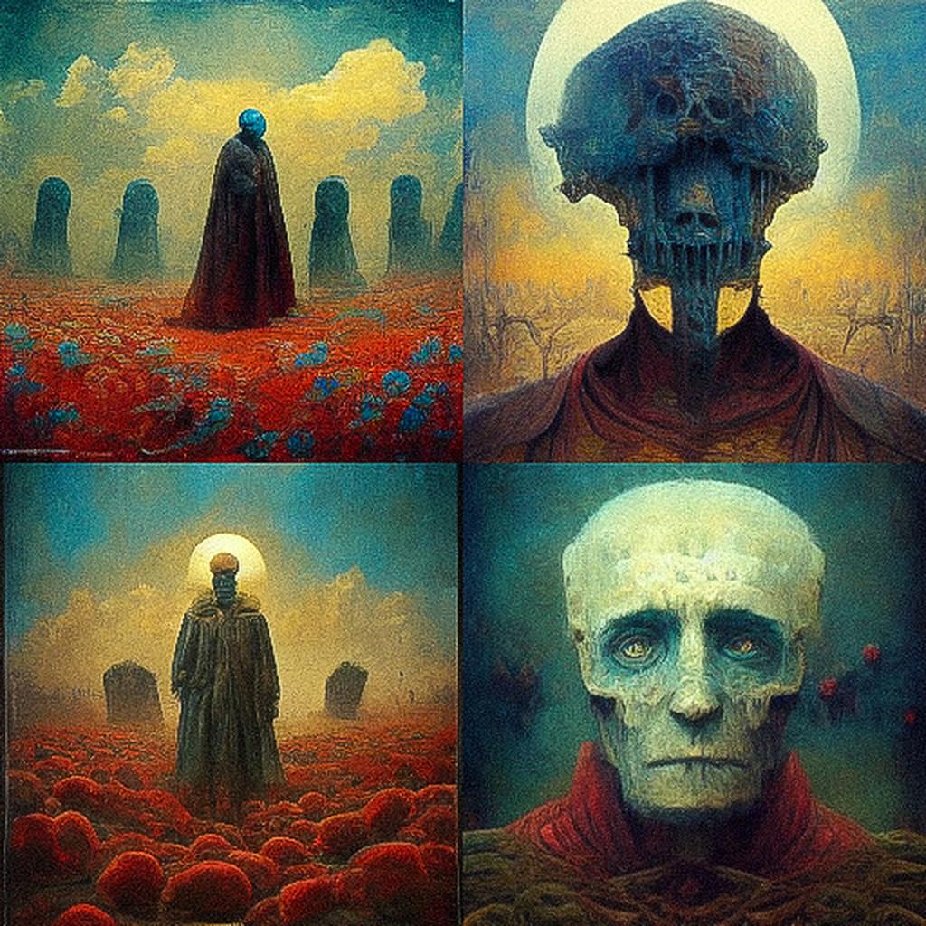 Zdzislaw Beksinski style, Midjourney V3, render 1 of 4