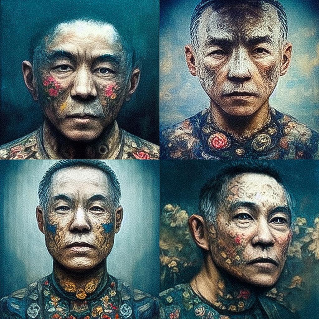 Zhang Huan style, Midjourney V3, render 1 of 4