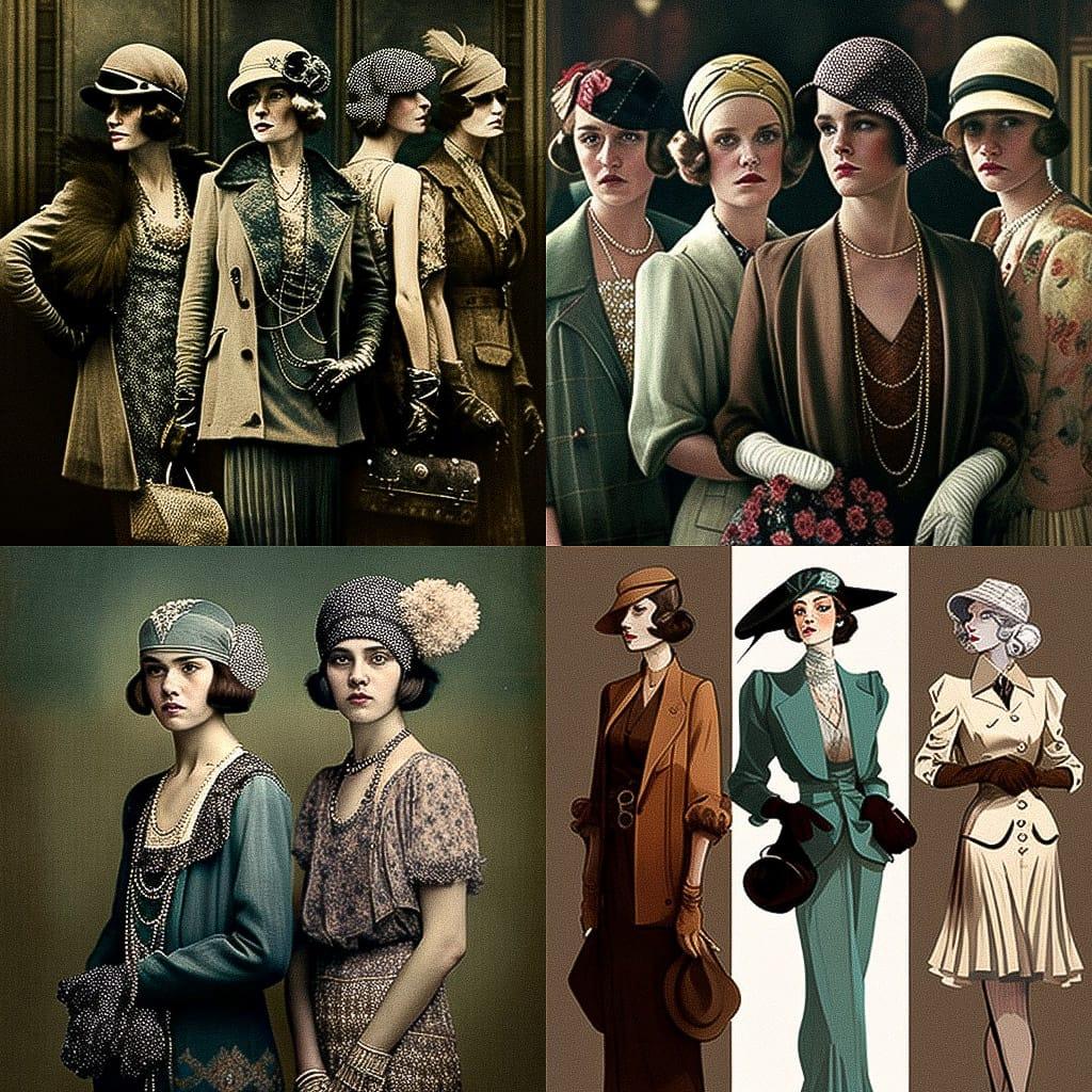 1920s fashion style, Midjourney V4, render 1 of 4