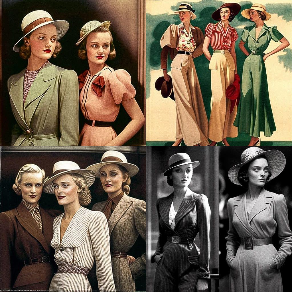 1930s fashion style, Midjourney V4, render 1 of 4