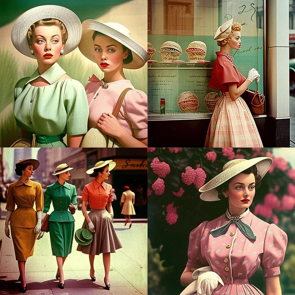 1950s fashion style, Midjourney V4, render 1 of 4