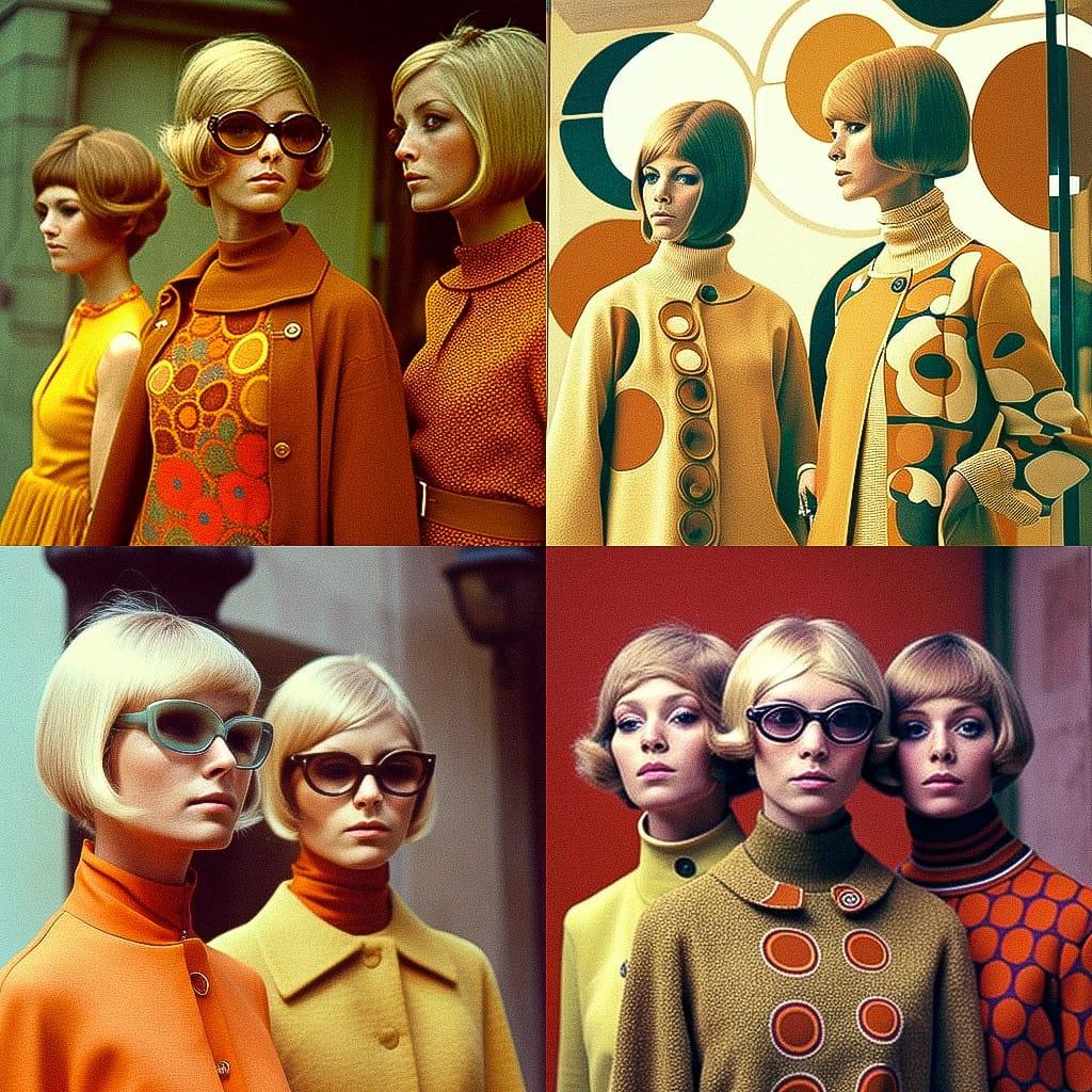 1960s fashion style, Midjourney V4, render 1 of 4