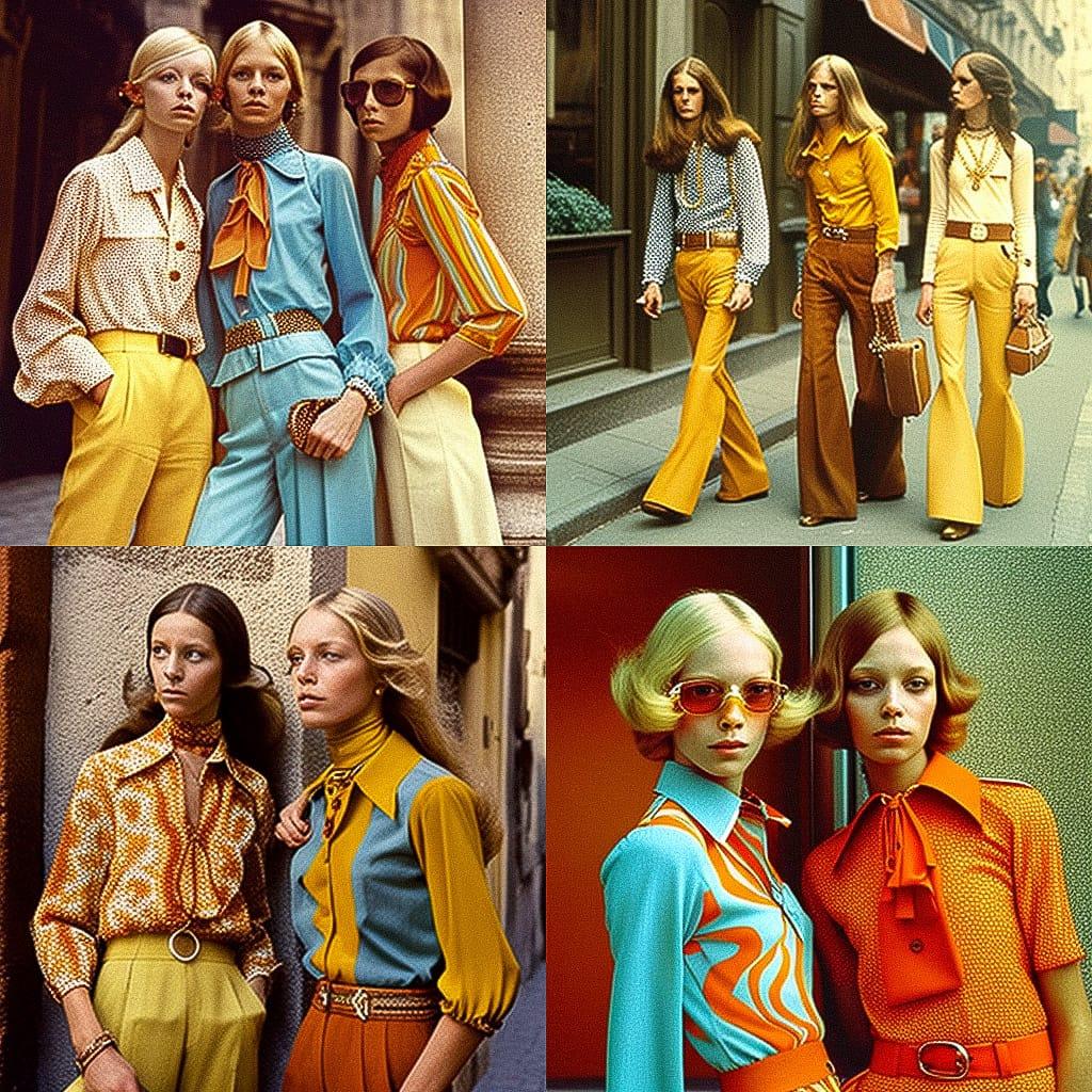 1970s fashion style, Midjourney V4, render 1 of 4