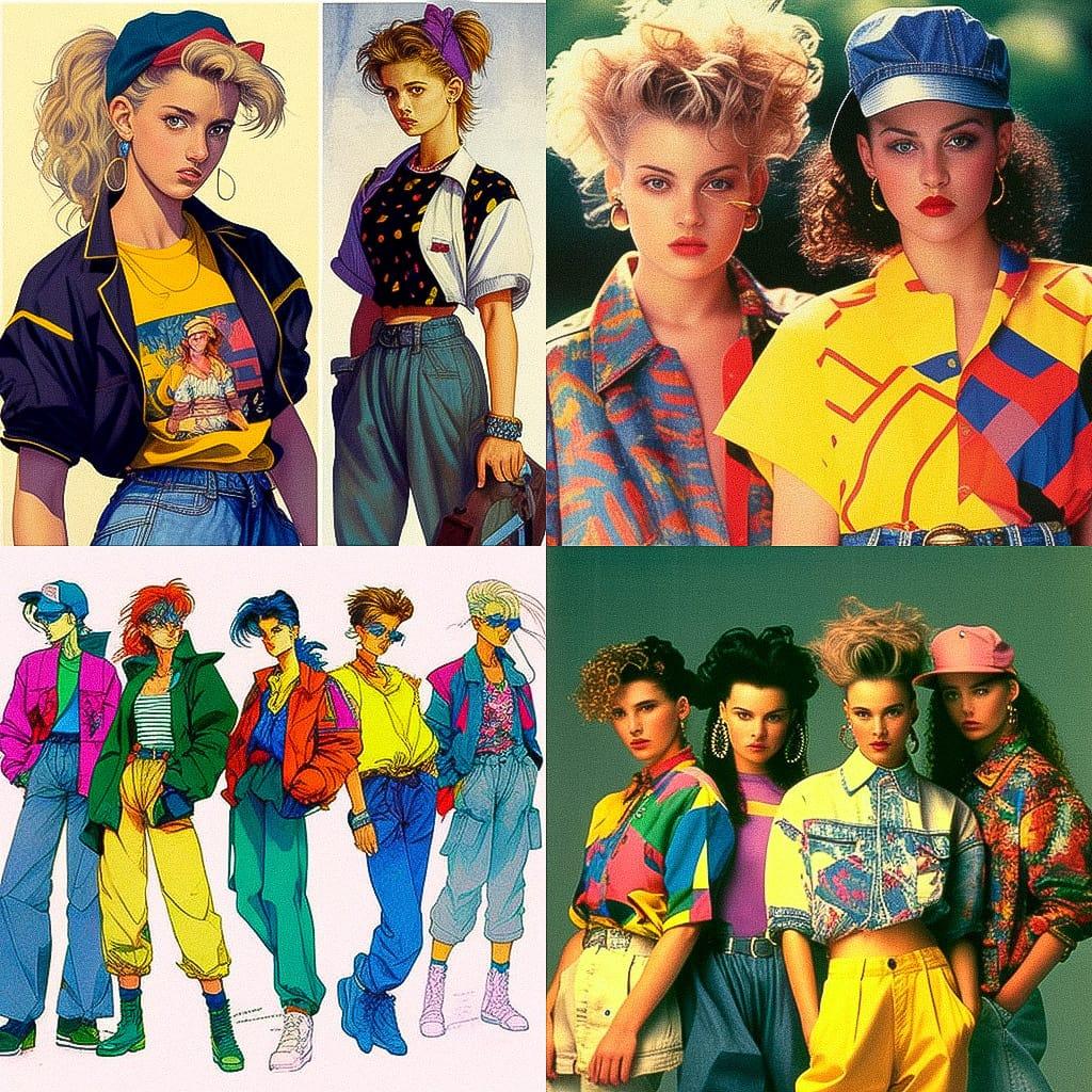 1990s fashion style, Midjourney V4, render 1 of 4