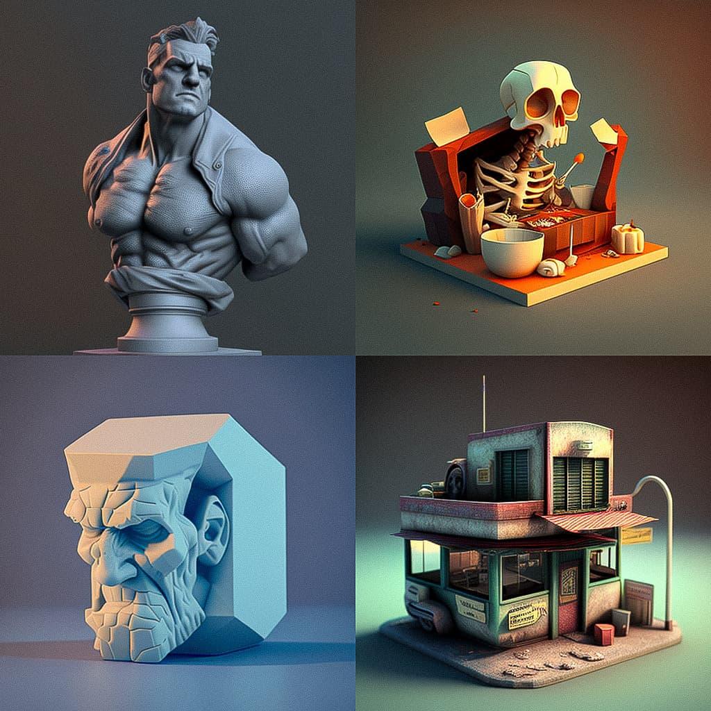 3D model style, Midjourney V4, render 1 of 4