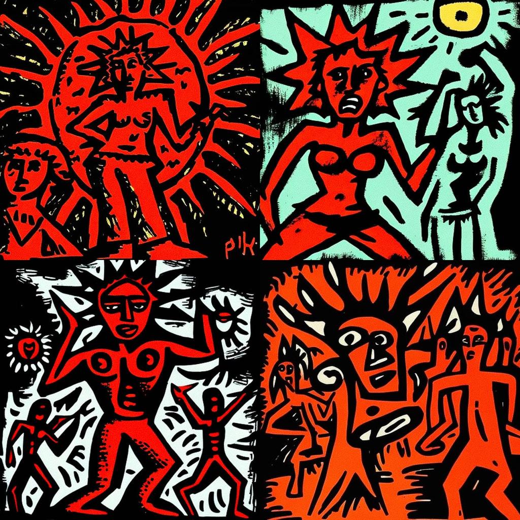 A. R. Penck style, Midjourney V4, render 1 of 4