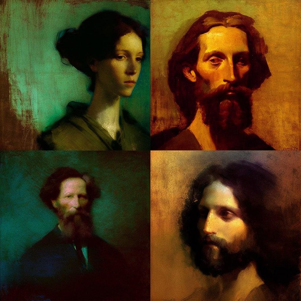 Abbott Handerson Thayer style, Midjourney V4, render 1 of 4