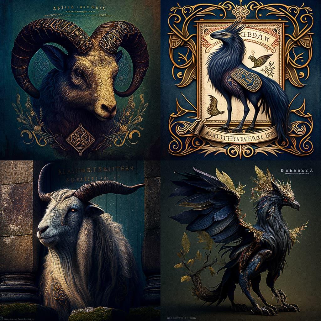 Aberdeen Bestiary style, Midjourney V4, render 1 of 4