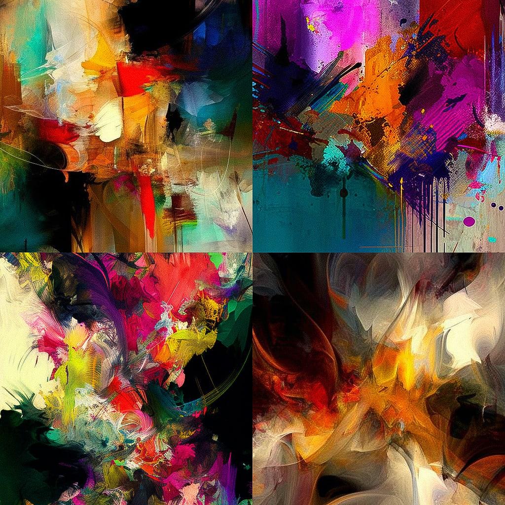 Abstract expressionism style, Midjourney V4, render 1 of 4