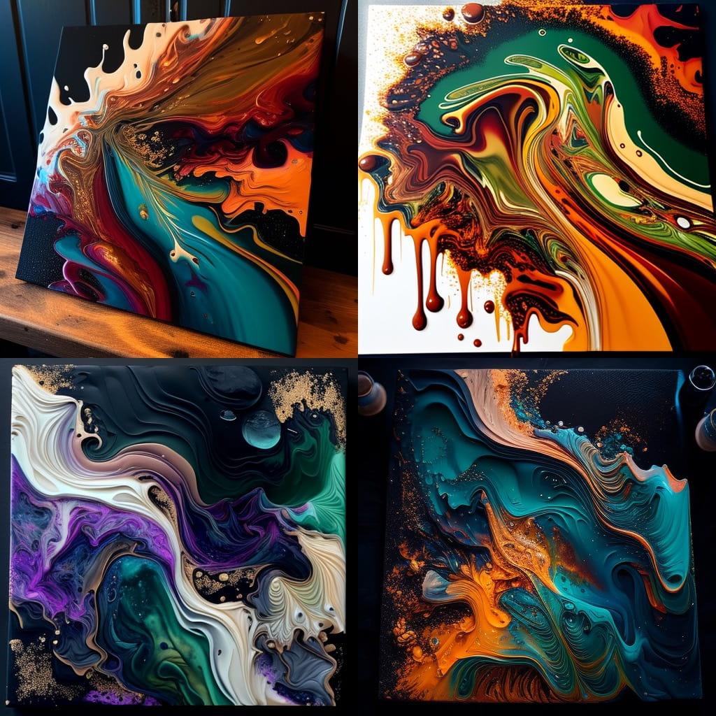 Acrylic pour style, Midjourney V4, render 1 of 4