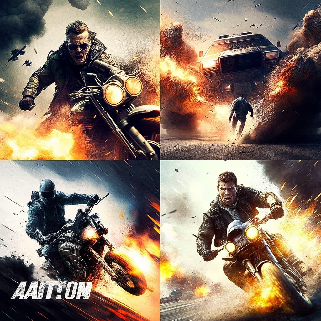 Action movie style, Midjourney V4, render 1 of 4